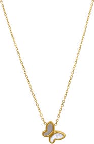 Adornia 14K Yellow Gold Plated Brass Mother of Pearl Butterfly Pendant Necklace