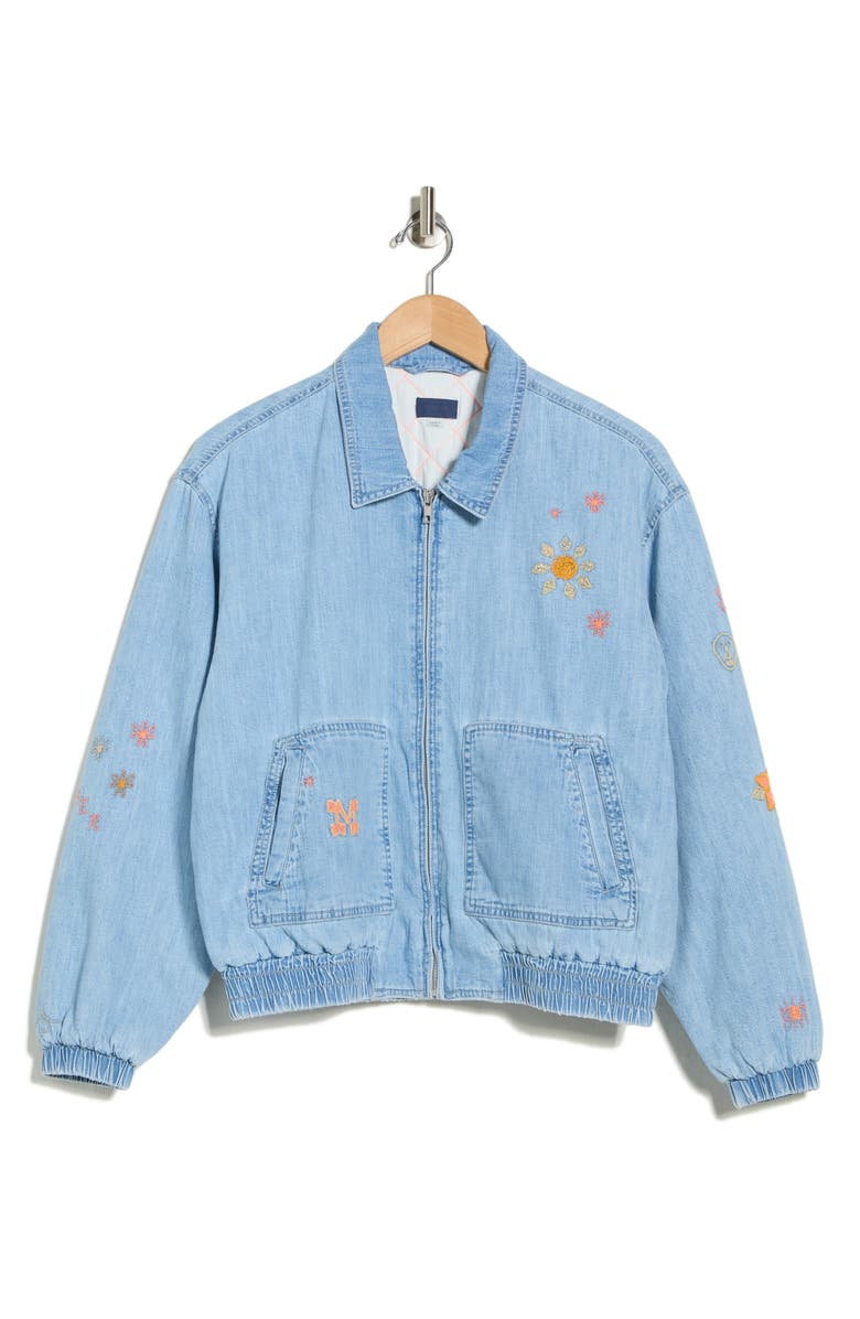 MOTHER The Put Me in Coach Embroidered Denim Coach's Jacket, Main, color, 