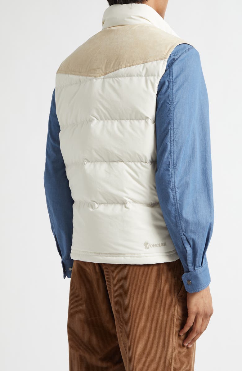 Moncler Grenoble Scais Mixed Media Down Puffer Vest, Alternate, color, Bright White
