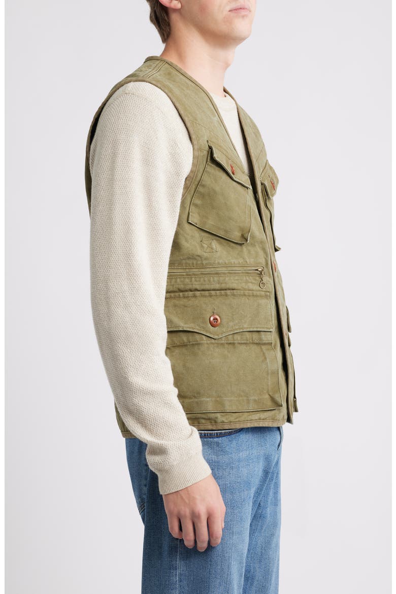 Stonewashed Compound Cotton Vest, Alternate, color, OLIVE