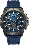 Kenneth Cole New York The Hollis Blue Chronograph Silicone & Nylon Strap Watch, 45mm
