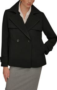 Donna Karan New York Double Breasted Crepe Coat