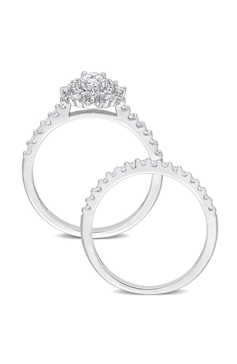 Julianna B. Diamond Halo Eternity Bridal Ring Set 14k, Alternate, color, 14K White Gold