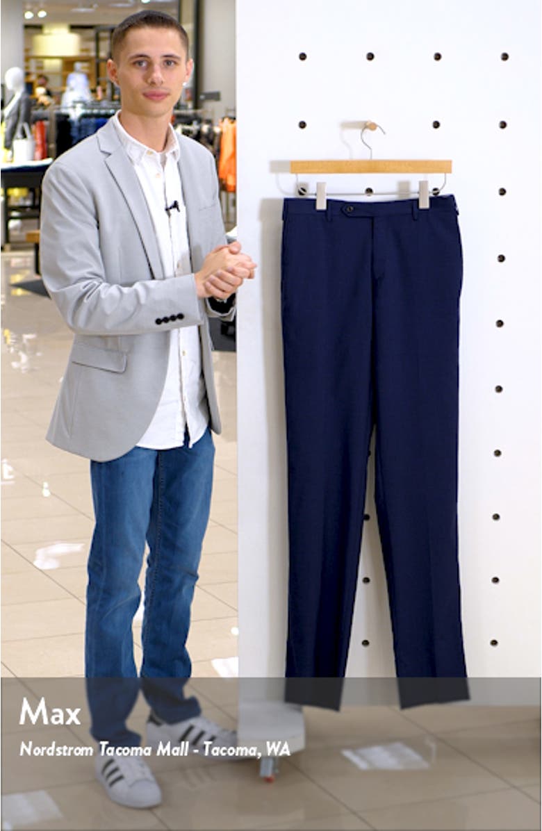 Parker Flat Front Solid Wool Dress Pants, sales video thumbnail