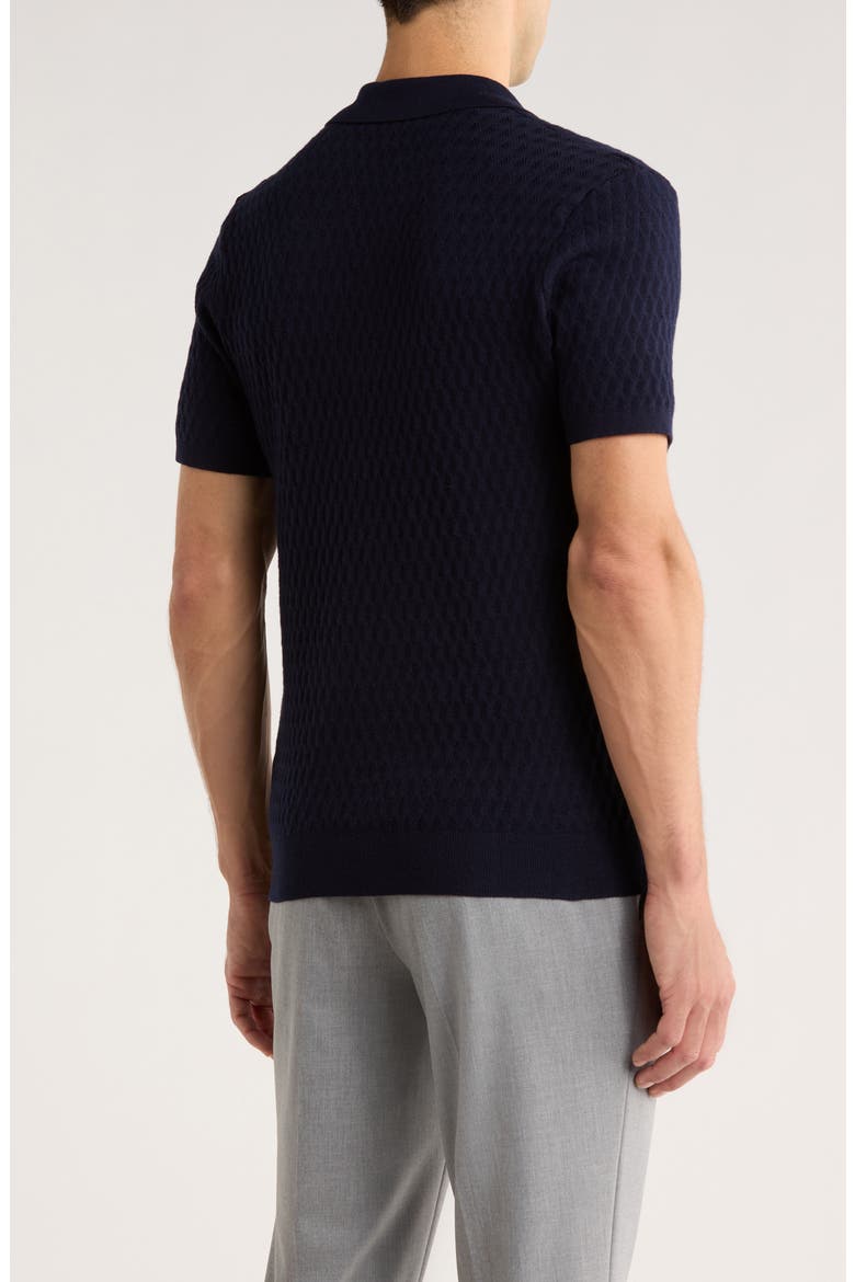 Rylan Johnny Collar Cotton Blend Polo Sweater, Alternate, color, NAVY