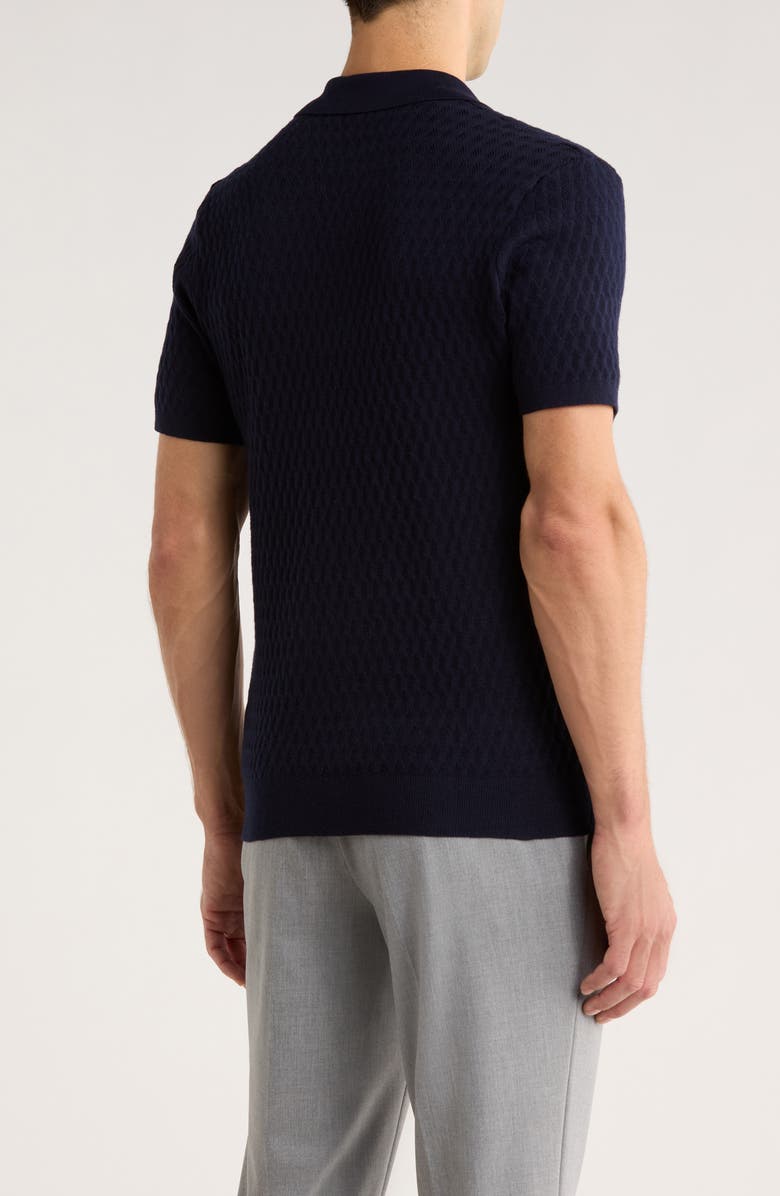 Robert Barakett Rylan Johnny Collar Cotton Blend Polo Sweater, Alternate, color, Navy