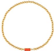 RIVKA FRIEDMAN 18k Gold Plated Simulated Ruby Charm Stretch Bracelet
