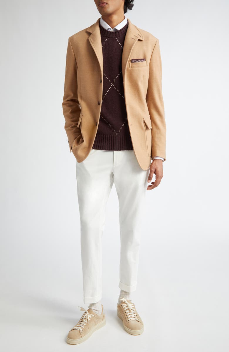 Eleventy Single Breasted Wool Knit Sport Coat, Alternate, color, Camel