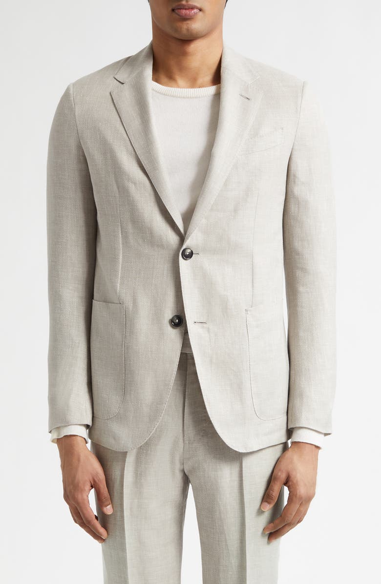 ZEGNA Natural Wool, Linen & Silk Sport Coat, Main, color, Light Beige