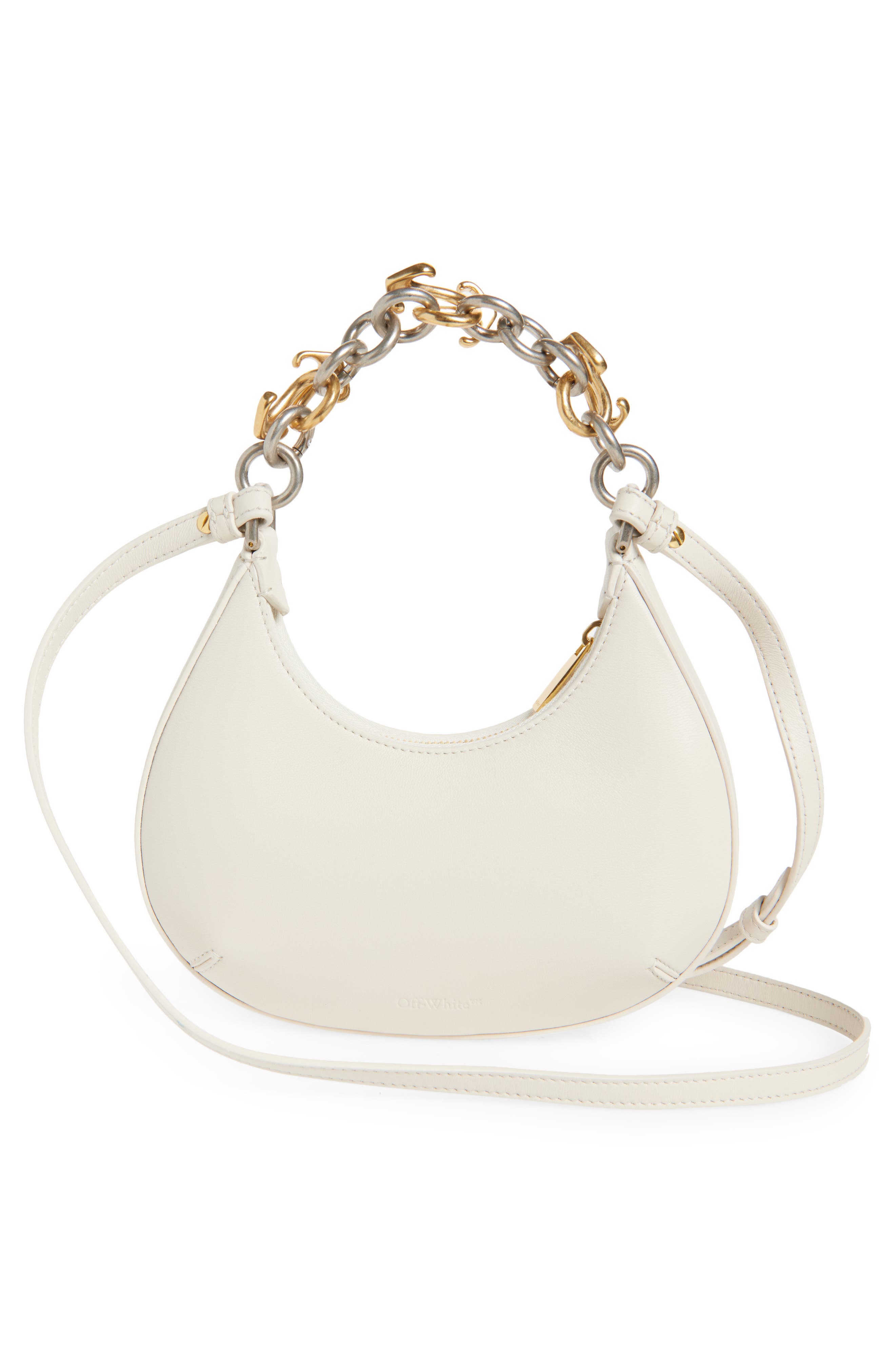 Off-White Hemisphere Chain Leather Top Handle Bag, Alternate, color, 