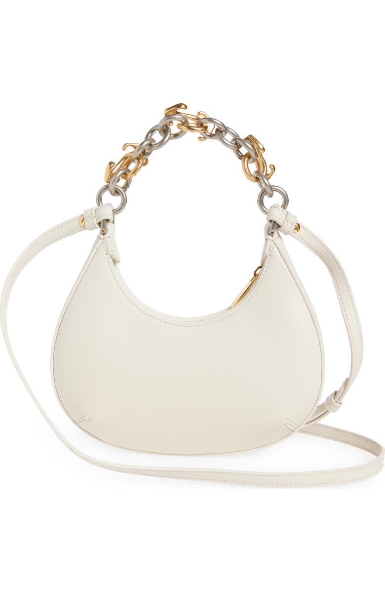 Off-White Hemisphere Chain Leather Top Handle Bag, Alternate, color,