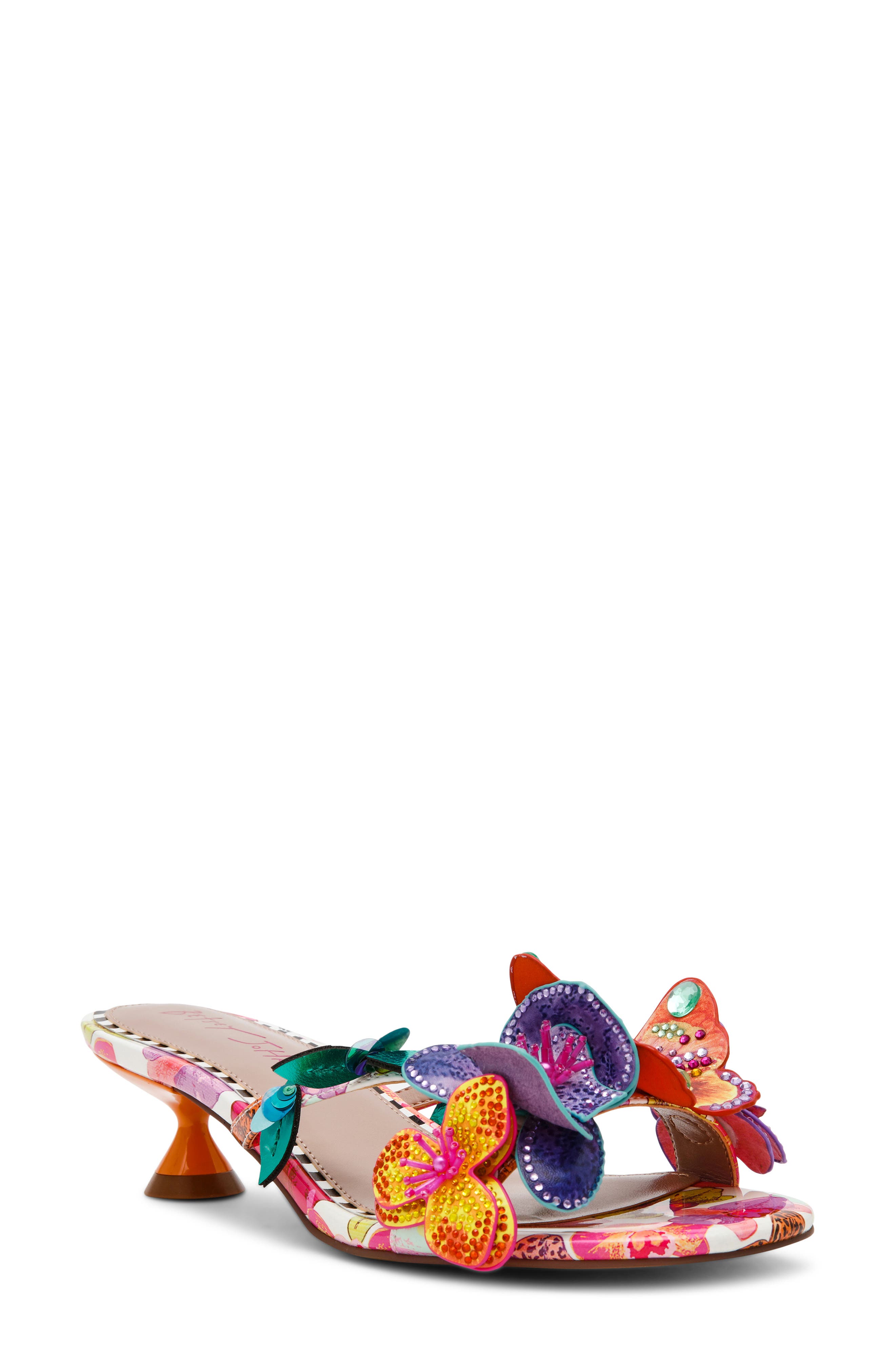 Betsey Johnson Beatriz Flower 
Butterfly Sandal, Main, color, White Multi