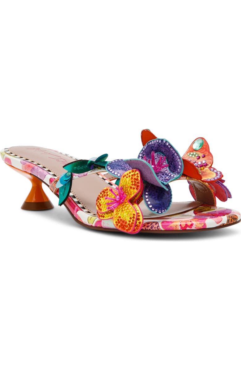 Betsey Johnson Beatriz Flower & Butterfly Sandal, Main, color, White Multi