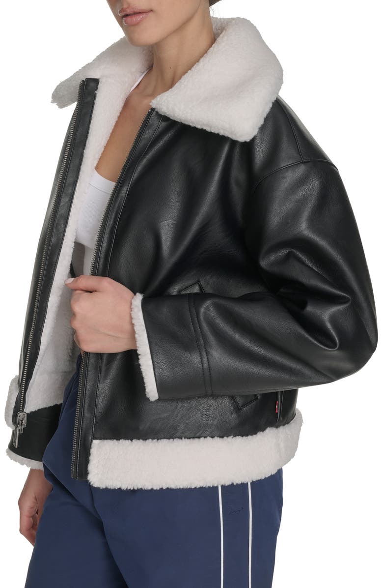 Levi's Reversible Faux Leather & Faux Shearling Jacket, Alternate, color, Black/ Cream