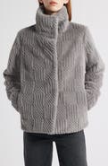 Bernardo Square Pattern Faux Fur Coat