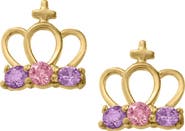 Mignonette Gold Crown Earrings