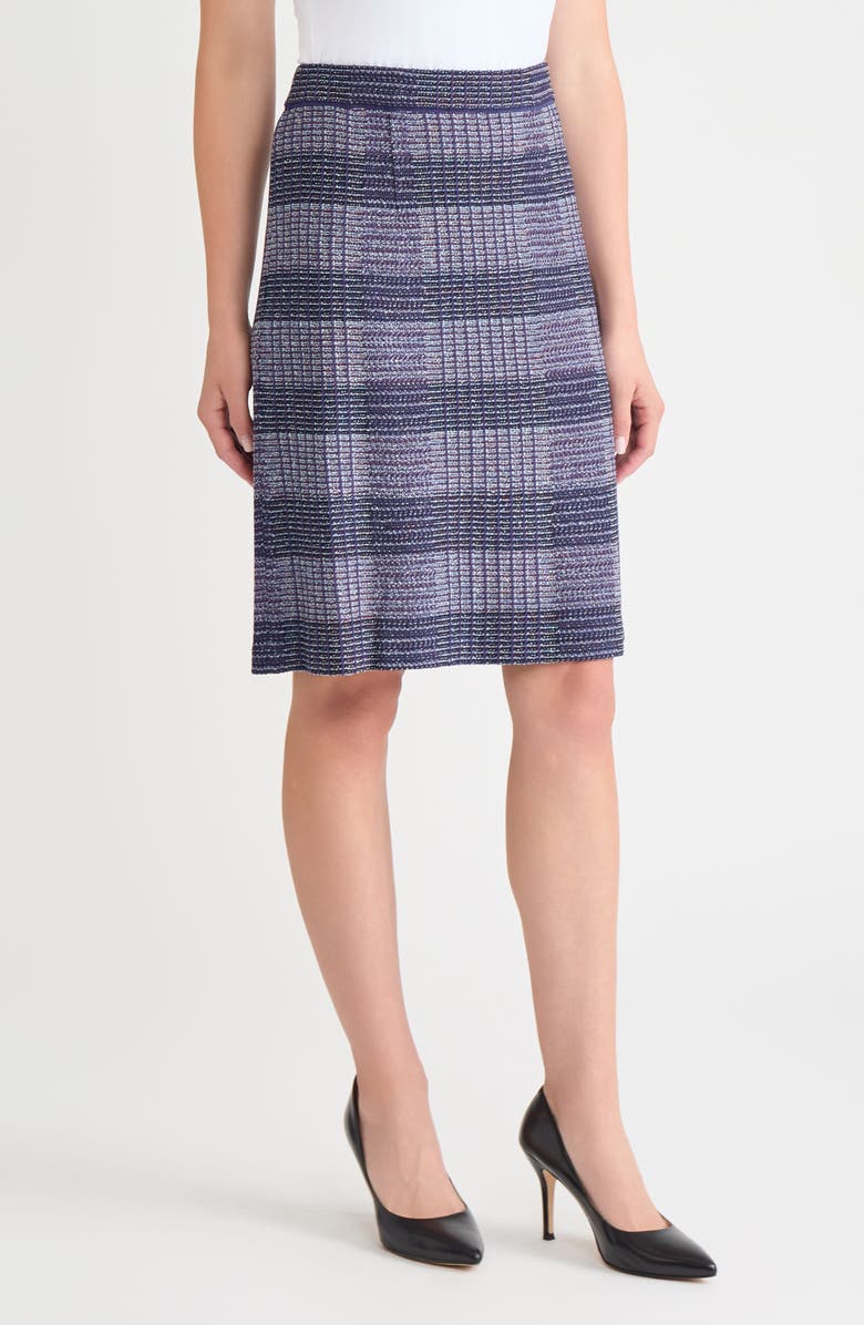 Misook Knit Tweed Pull-On Pencil Skirt, Alternate, color, Lazuli Blu/Sngra/Blu Frost/Blk