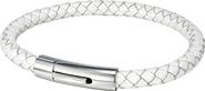 HMY JEWELRY Stainless Steel Charm & Braided Leather Bracelet