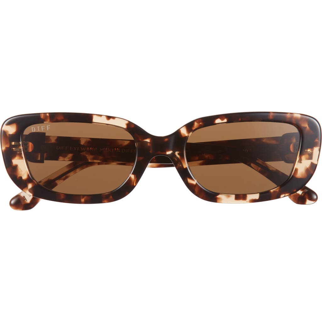 Diff Daphne 51mm Rectangle Polarized Sunglasses In Brown