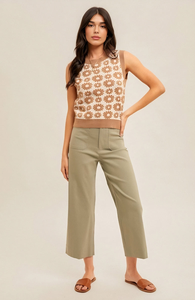 Knit and Lounge Sleeveless Daisy Knit Sweater Vest, Main, color, 