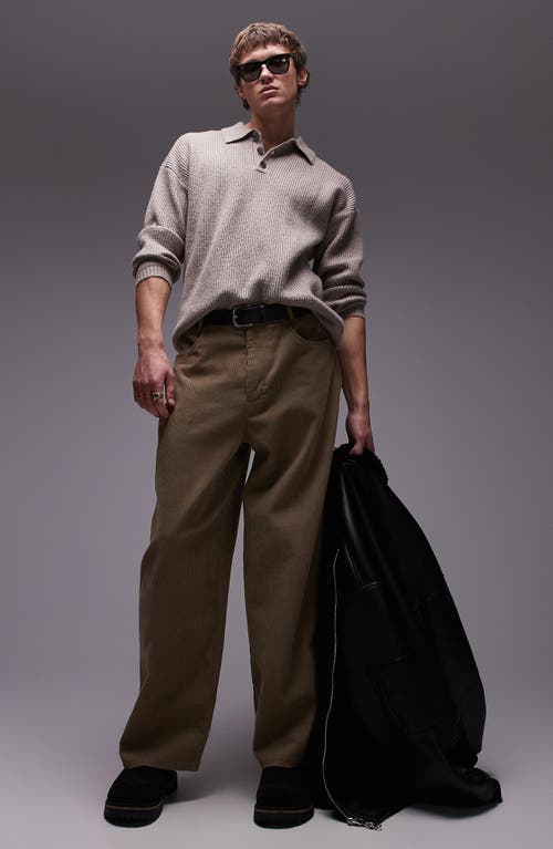 TOPMAN TOPMAN COMPACT KNIT POLO SWEATER 
