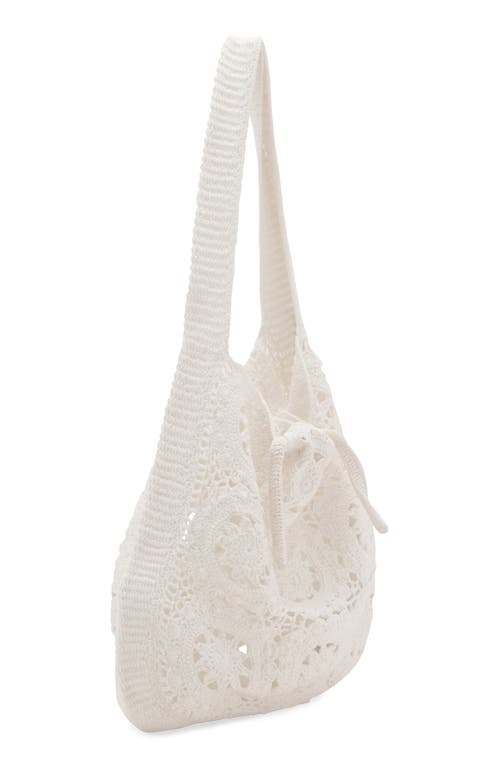 Mango Crochet Shopper Bag In White