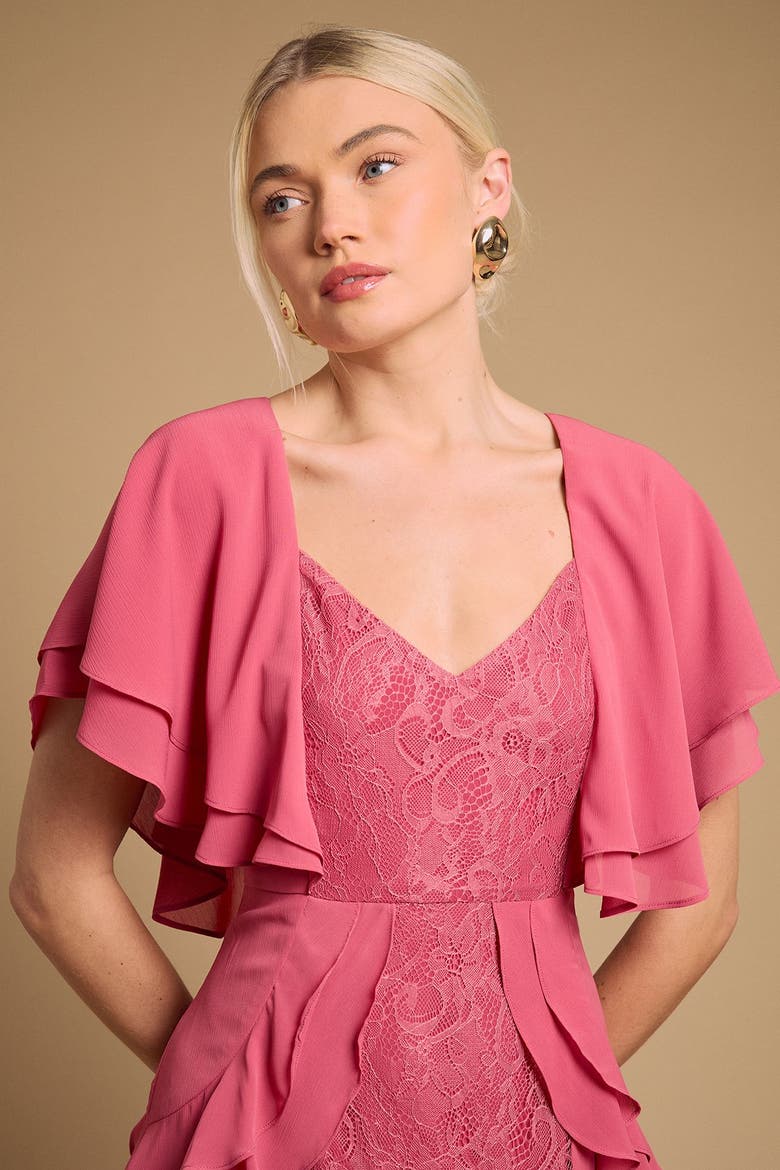 Lace Panel Ruffle Maxi Dress, Alternate, color, Desert Rose