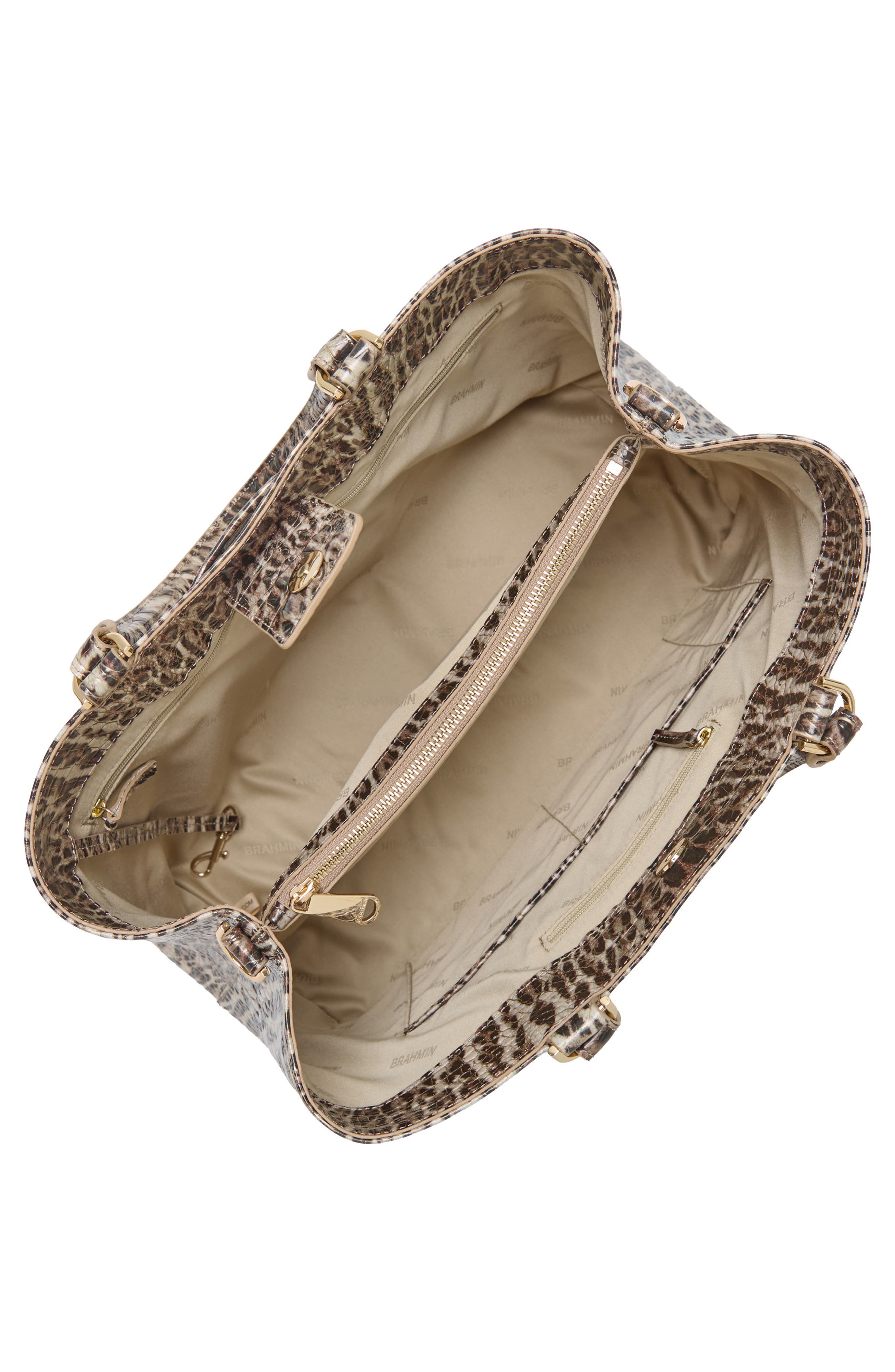 Denise Croc Embossed Leather Tote, Alternate, color, OCELOT