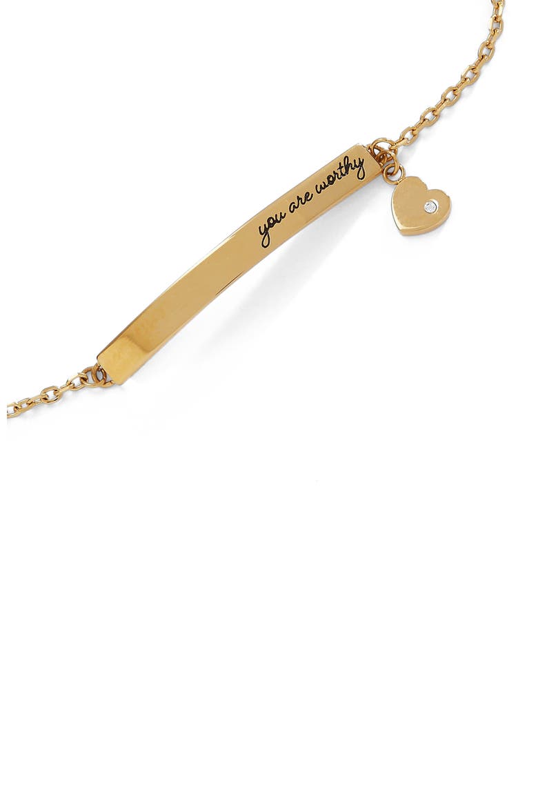 You Are Worthy Inline Bracelet, Alternate, color, Gold