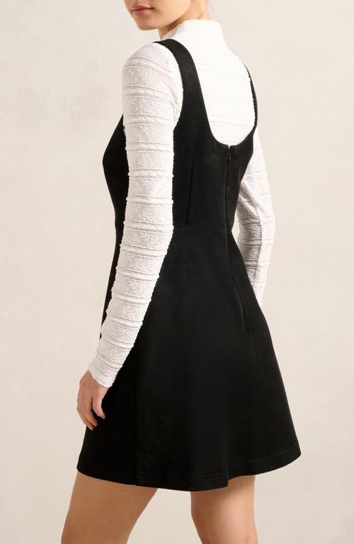 Ever New Gracie Funnel Neck Top & Faux Suede Minidress Set In Black