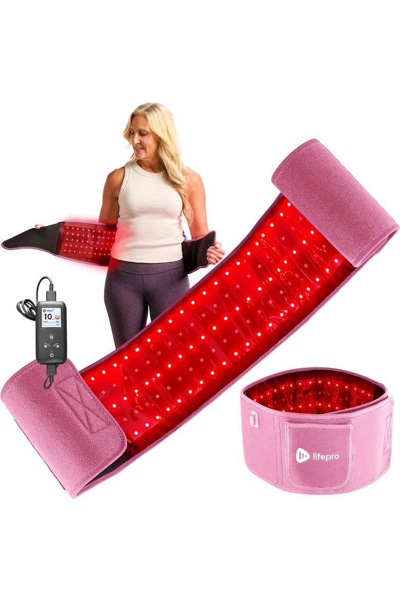 Allevared Red Light Therapy Belt  Infrared 660nm and 850nm lights, Main, color, Pink