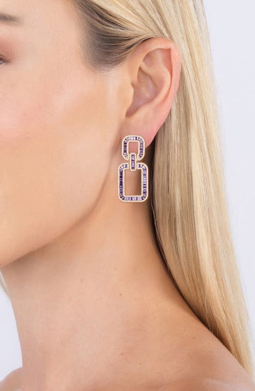 Eye Candy Los Angeles Sophie Cubic Zirconia Geometric Drop Earrings In Purple