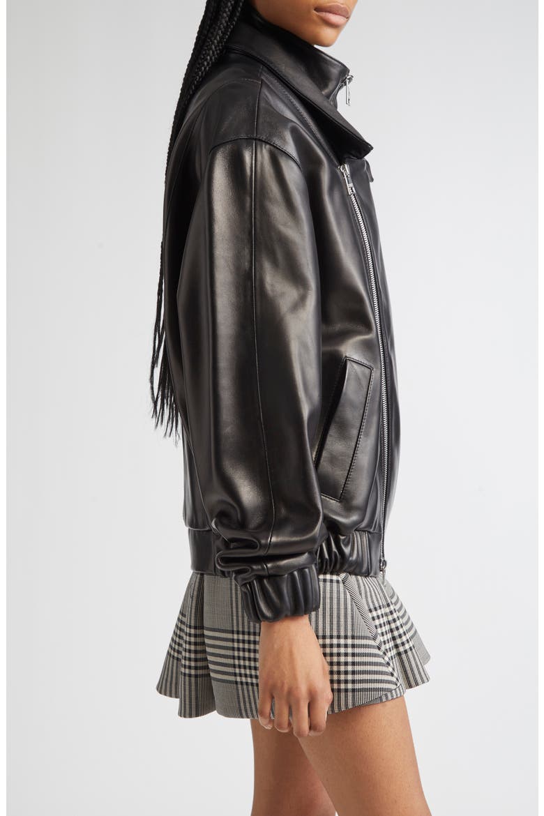 Emmet Double Zip Leather Moto Jacket, Alternate, color, BLACK