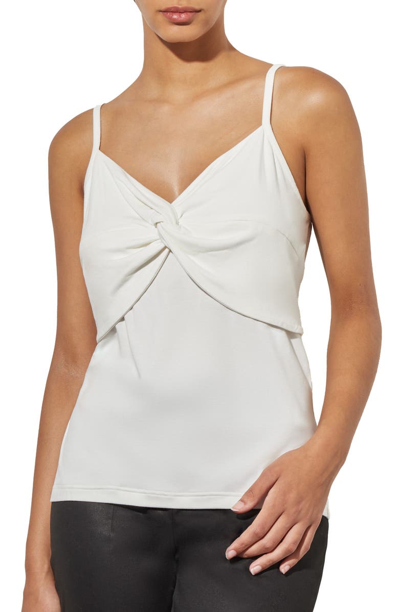 Ming Wang Knot Detail Jersey Camisole, Main, color, White
