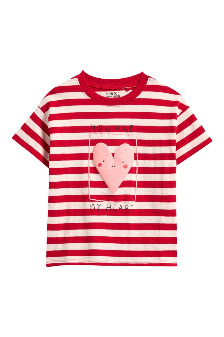 Kids' Stripe Heart Cotton T-Shirt, Main, color, RED