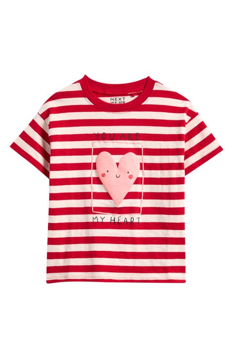 Kids' Stripe Heart Cotton T-Shirt (Baby, Toddler & Little Kid)