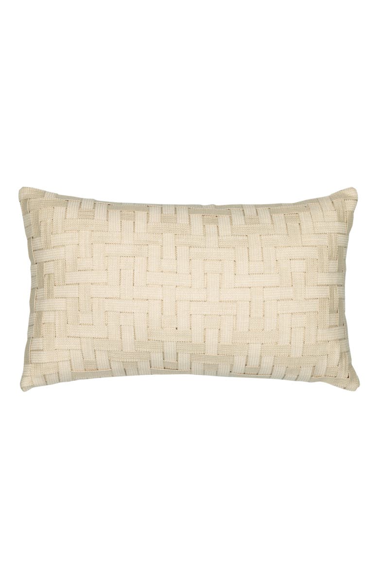 Elaine Smith Entwine Crema Indoor & Outdoor Woven Accent Pillow, Main, color, Crema