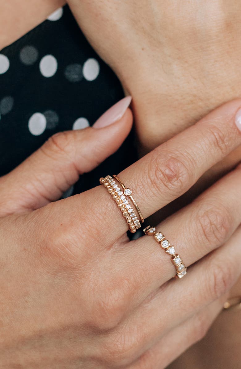 Anzie Cleo Diamond Round Stacking Ring, Alternate, color, Gold/ Diamond