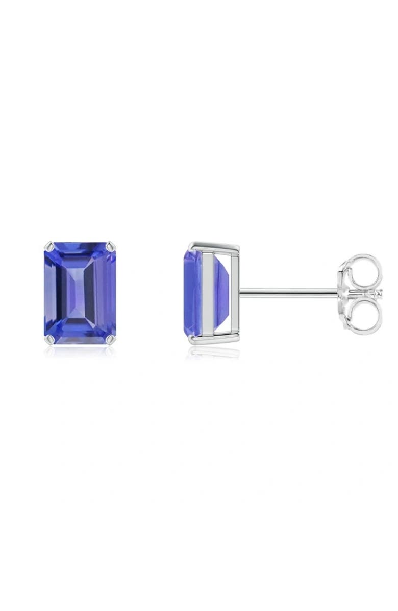 Donatello Gian Sterling Silver Emerald Cut Tanzanite Earrings, Main, color, Silver