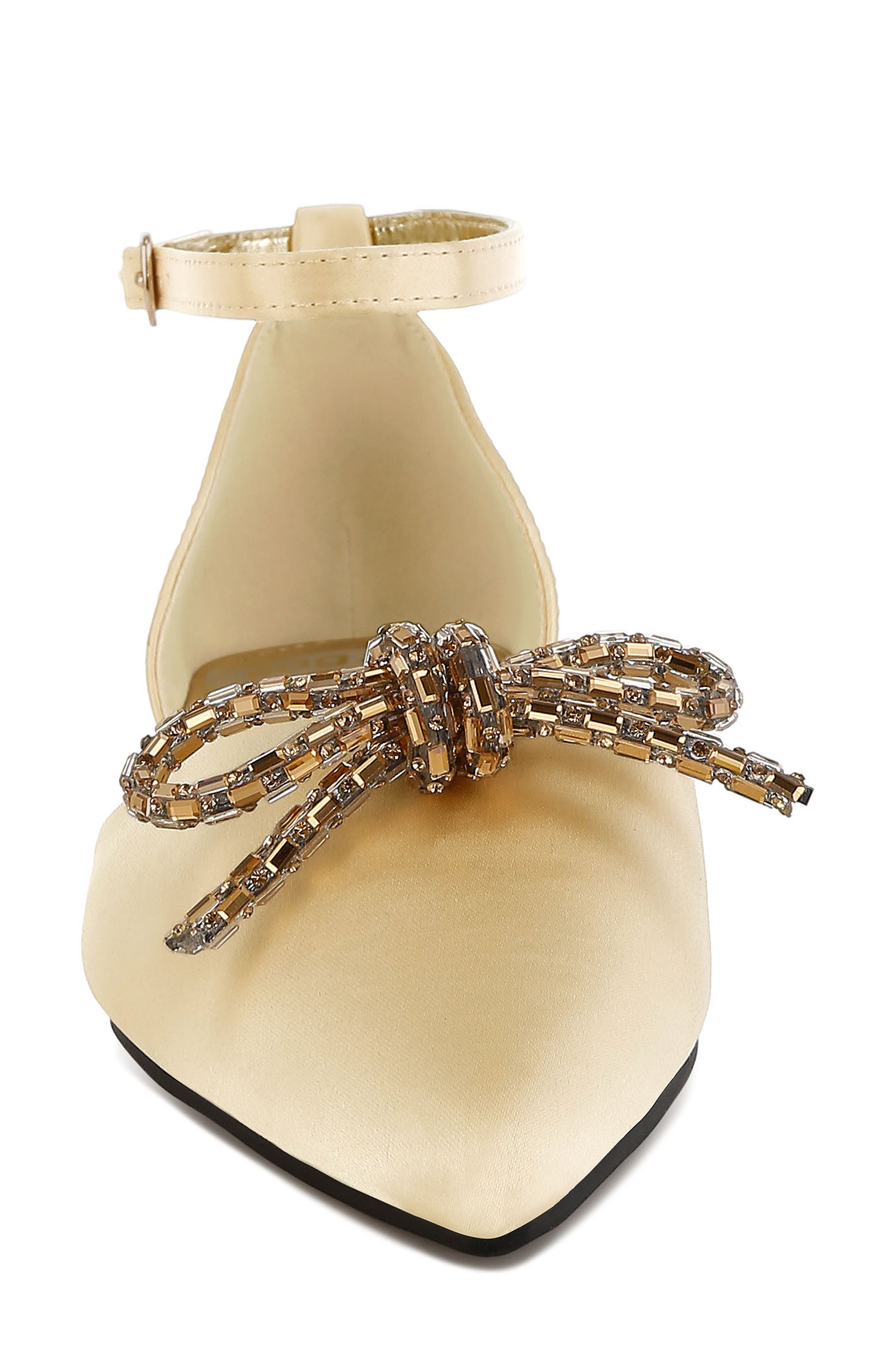 Simina Embellished Ankle Tie Flat, Alternate, color, GOLD