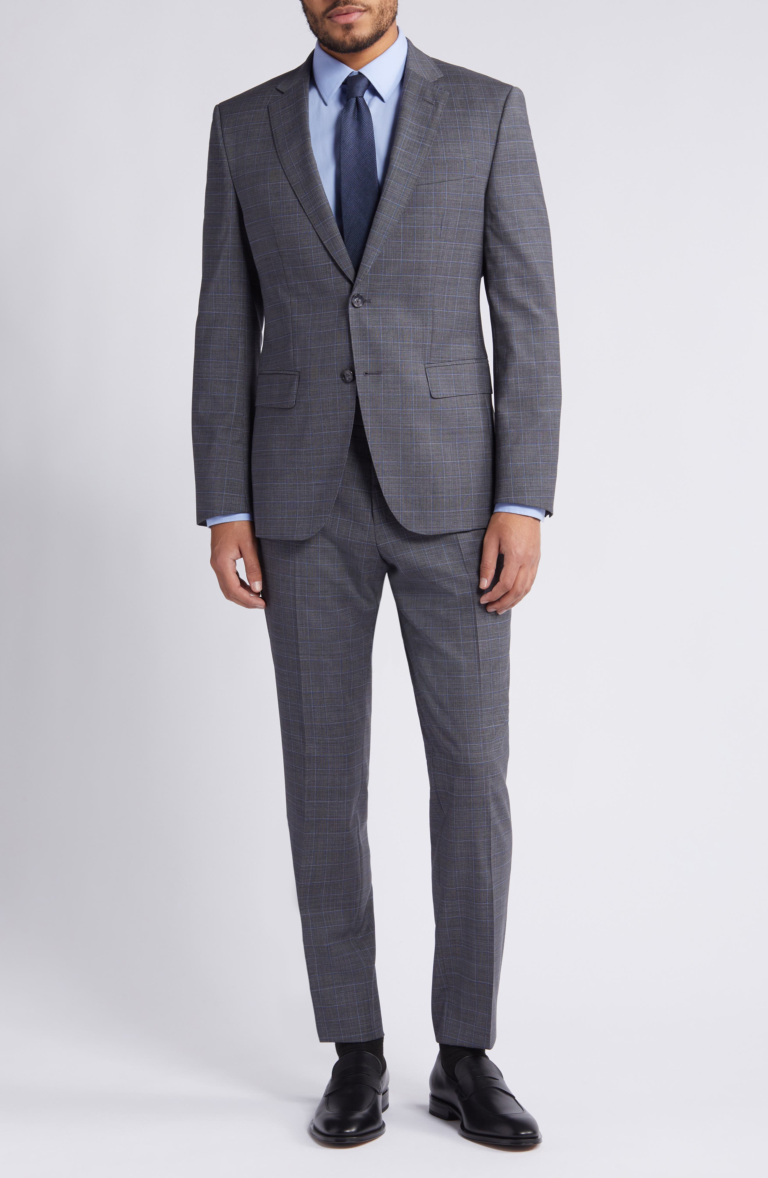BOSS Huge Plaid Stretch Wool Suit