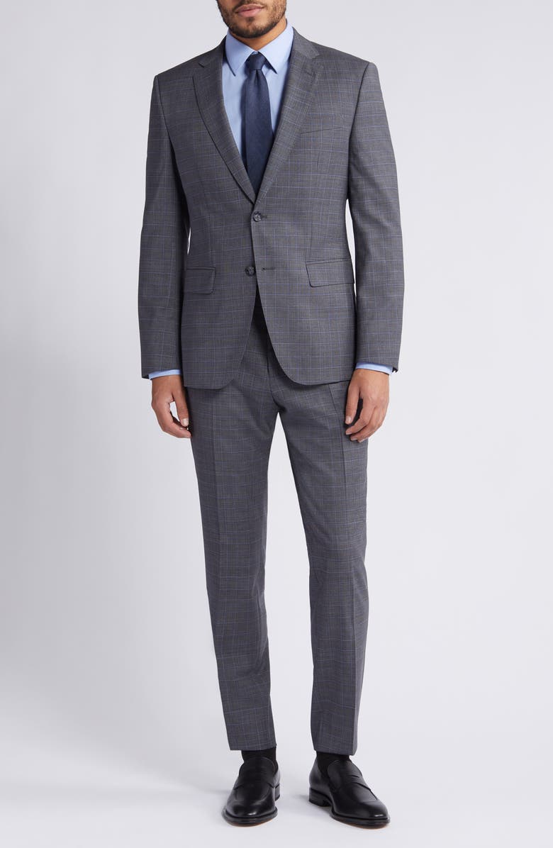 BOSS Huge Plaid Stretch Wool Suit, Main, color, 