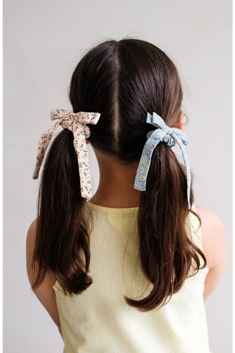 Floral Set of 4 Bow Scrunchies, Alternate, color, MEDIUM BEIGE