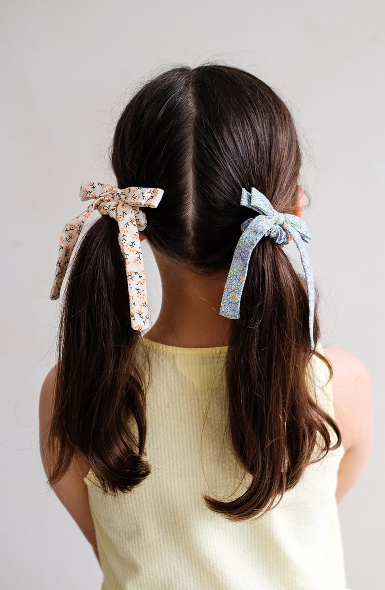 Mimi & Lula Floral Set of 4 Bow Scrunchies, Alternate, color, Medium Beige