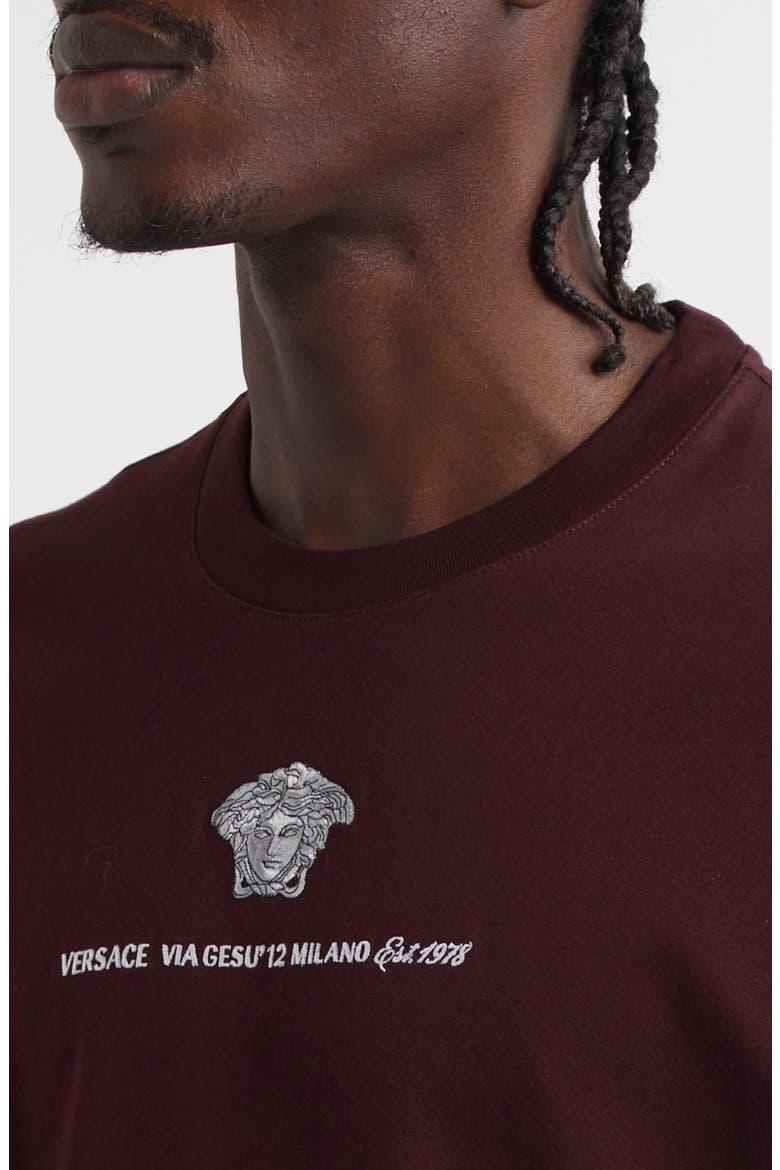 Medusa Embroidered Cotton T-Shirt, Alternate, color, 1LH50-DARK AUBERGINE