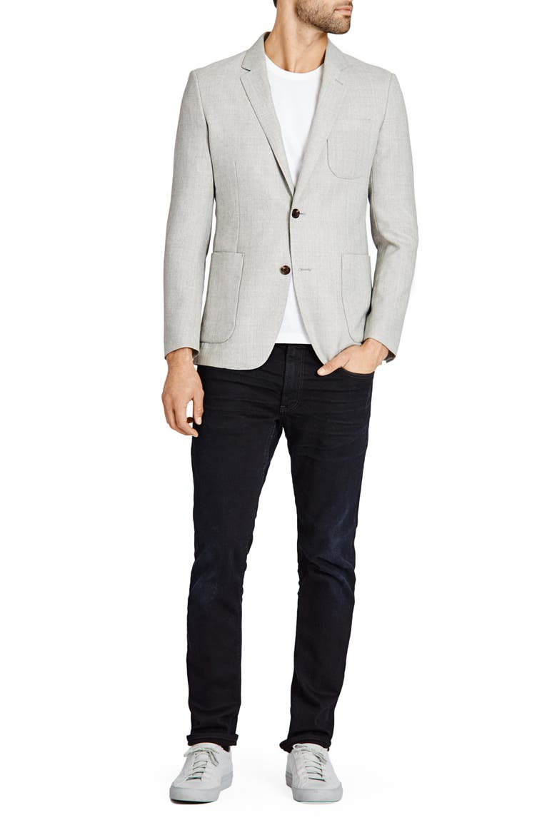Trim Fit Wool Blazer, Alternate, color, GREY