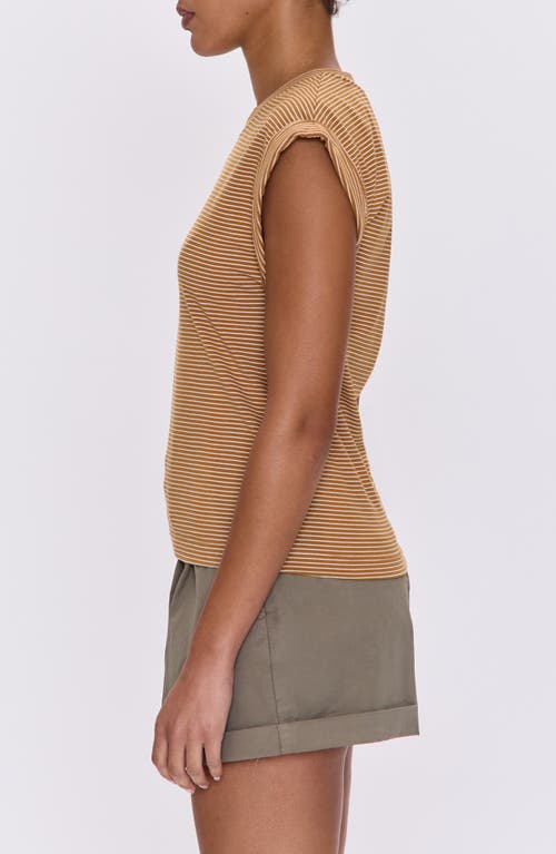 Pistola Olivia Stripe Cap Sleeve Cotton T-shirt In Brown