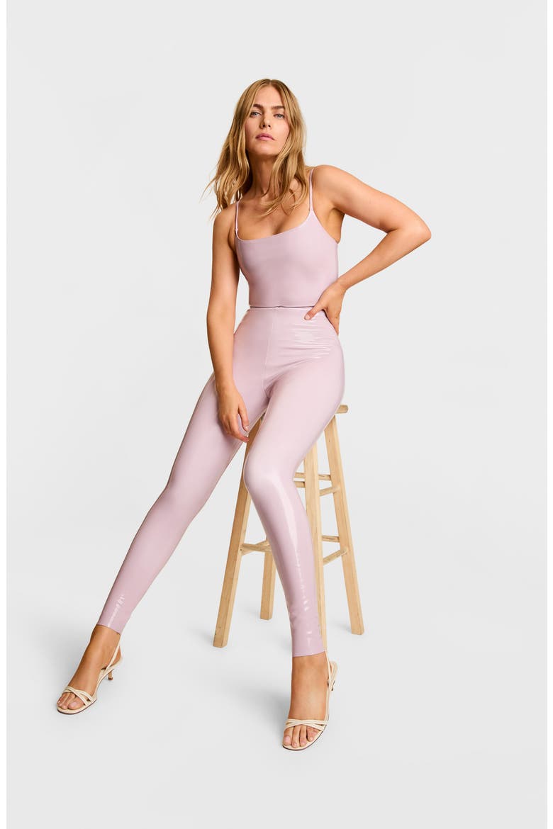 Control Top Faux Patent Leather Leggings, Alternate, color, MAUVE