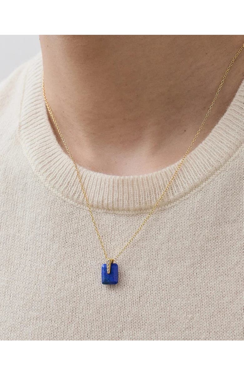 Astley Clarke Gold Deco Lapis Pendant Necklace, Alternate, color, Lapis