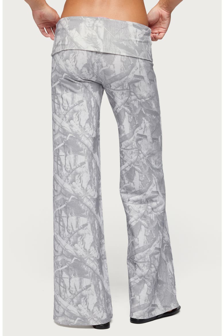 Cammy Camo Wide Leg Foldover Pants, Alternate, color, GRAY